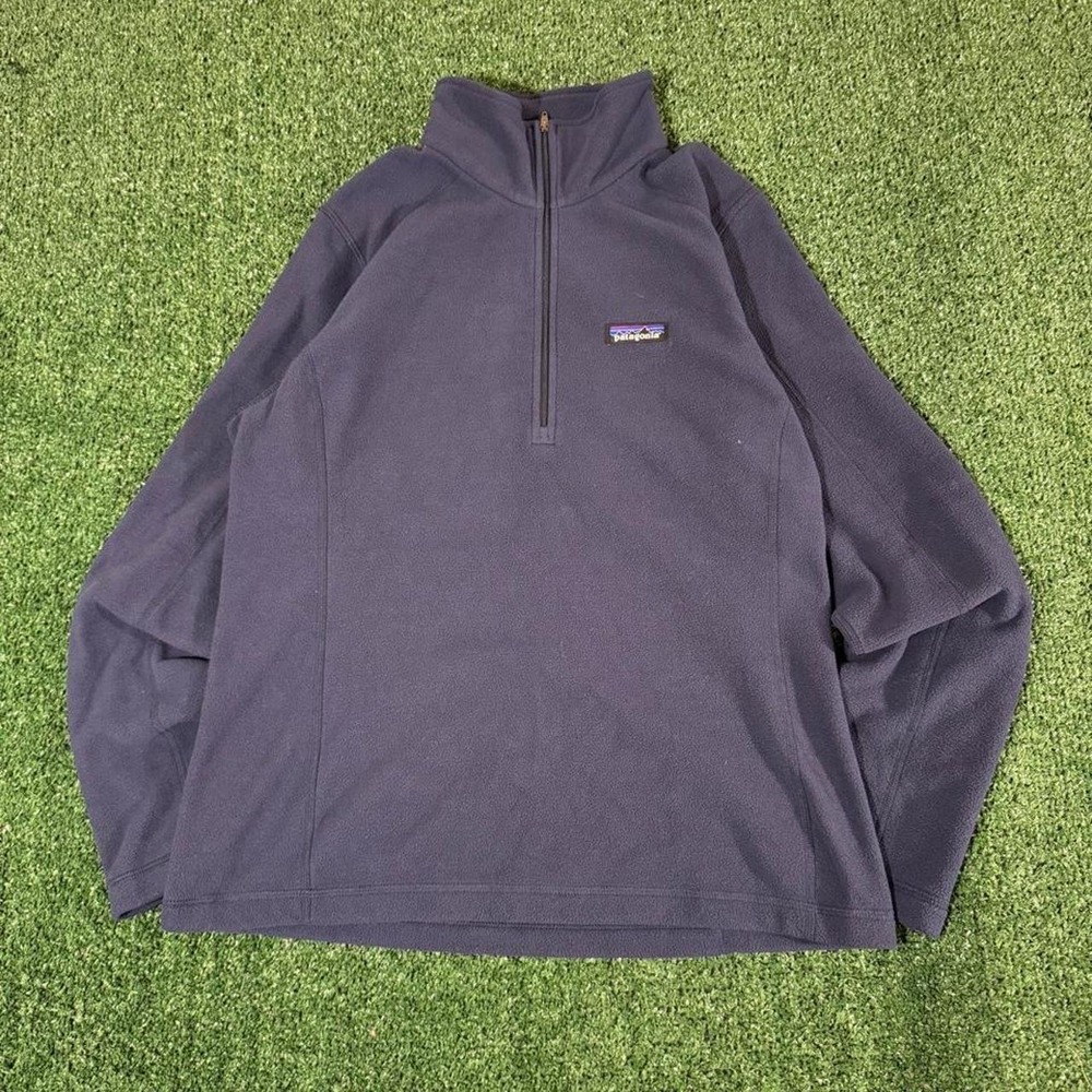 Patagonia Mens Dark Navy Blue 1/4 Zip Fleece Pullover Jacket Size M 0344